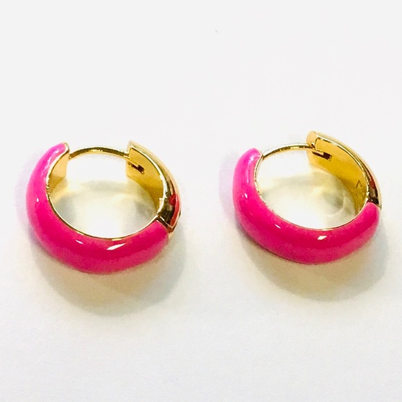 Kate Spade Candy Drops Enamel Huggie Hoop Earrings in magenta pink - Picture 8 of 11
